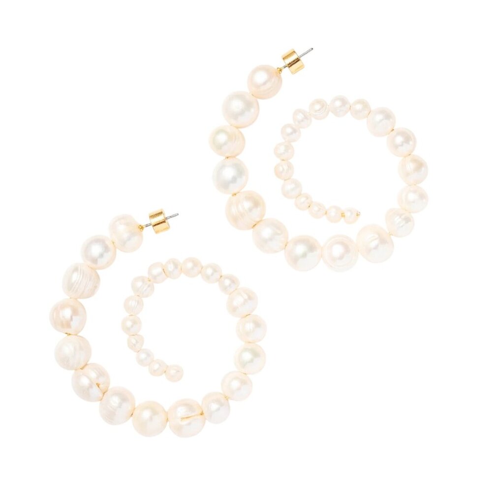 Frasier Sterling Bordeaux Swirl Hoop Earrings in Freshwater Pearl